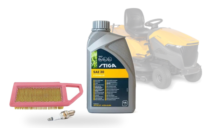 Ulei SAE 30, filtru de aer și bujie pentru tractoraș de tuns gazon STIGA